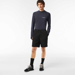 Lacoste SPORT Tennis Solid Diamond Weave Shorts Black | QWHY-96130