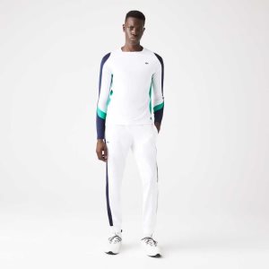 Lacoste SPORT Tennis T-Shirt White / Navy Blue / Green / Navy Blue | LPQR-70249