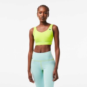 Lacoste SPORT Ultra-Dry Recycled Polyester Sports Bra Yellow / Green | VYOJ-32418