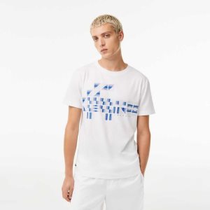 Lacoste SPORT x Novak Djokovic Printed T-Shirt White | HGEU-14987
