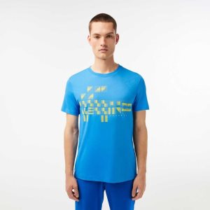 Lacoste SPORT x Novak Djokovic Printed T-Shirt Blue | ZXQW-52104