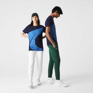 Lacoste SPORT x Theo Curin Graphic Jersey T-Shirt Navy Blue / Blue / White | QBYN-86205