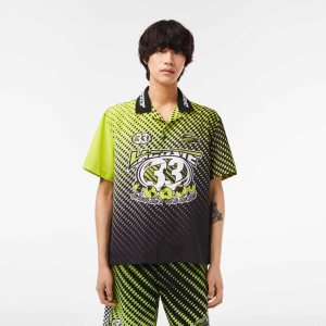 Lacoste Short Sleeve Ombre Checkerboard Print Shirt Yellow / Black | NDYW-64705