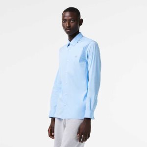 Lacoste Slim Fit French Collar Cotton Poplin Shirt Blue | ROBL-70983