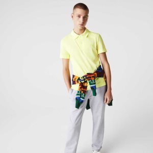 Lacoste Slim Fit Organic Stretch Cotton Pique Polo Flashy Yellow | LMBA-47801