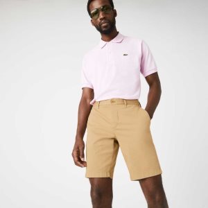 Lacoste Slim Fit Stretch Cotton Bermuda Shorts Beige | NDAC-04172