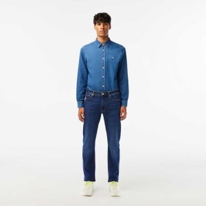 Lacoste Slim Fit Stretch Cotton Denim Pants Blue | BTRH-02684