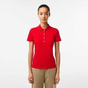 Lacoste Slim Fit Stretch Cotton Pique Polo Red | AYCT-25087