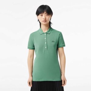 Lacoste Slim Fit Stretch Cotton Pique Polo Khaki Green | YHDS-94162