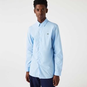Lacoste Slim Fit Stretch Cotton Poplin Shirt Blue | JBSV-61473