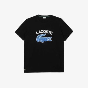 Lacoste Tall Fit Contrast Logo T-Shirt Black | ZKEF-57821