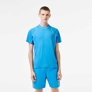 Lacoste Tennis T-Shirt in Tear Resistant Pique Blue / Yellow | FWRT-09764