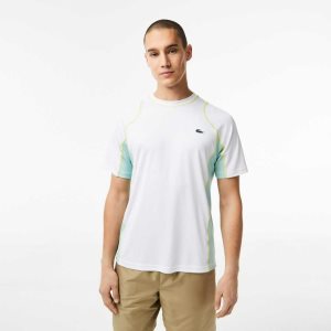 Lacoste Tennis T-Shirt in Tear Resistant Pique White / Light Green / Yellow | RXUT-97508
