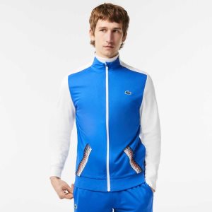 Lacoste Tennis Zipped Ripstop Sweatshirt Blue / White / Blue | IDXW-14609