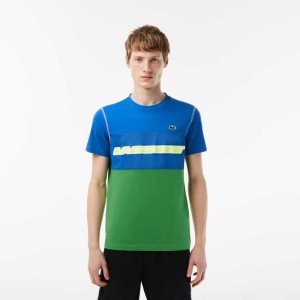 Lacoste Tennis x Daniil Medvedev Jersey T-Shirt Blue / Green / White / Yellow | UEOQ-16597