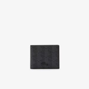 Lacoste The Blend Small Monogram Canvas Wallet Monogram Noir Gris | TZPU-21574