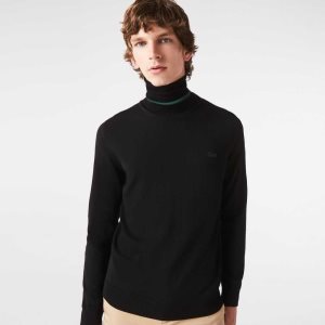 Lacoste Turtleneck Merino Wool Sweater Black | DSBN-76304