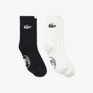 Lacoste Two-Pack French Made Organic Cotton Socks White / Navy Blue | ZVLS-16074