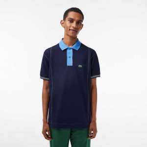 Lacoste Two-Tone Organic Cotton Polo Navy Blue / Blue | RJPK-64853