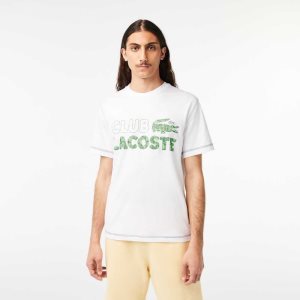 Lacoste Vintage Print Organic Cotton T-Shirt White | LBEX-23061
