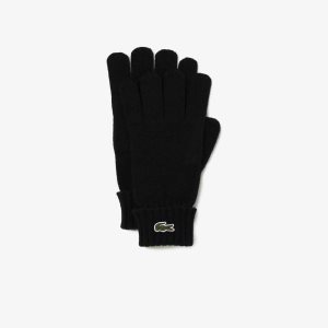 Lacoste Wool Jersey Gloves Black | MUVK-04861