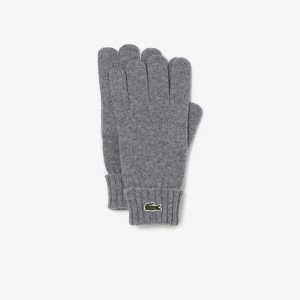 Lacoste Wool Jersey Gloves Grey Chine | VHTU-59427