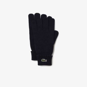 Lacoste Wool Jersey Gloves Navy Blue | BPNQ-36405