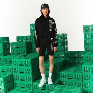 Lacoste x Minecraft Oversized Fleece Hoodie Black | XGTU-02438