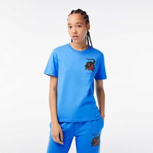 Lacoste x Netflix Organic Cotton Jersey T-Shirt Blue | RBQX-75260