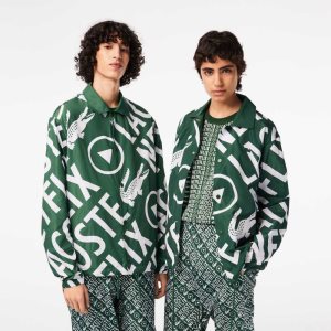 Lacoste x Netflix Printed Polo Jacket Green / White | PYMO-32814