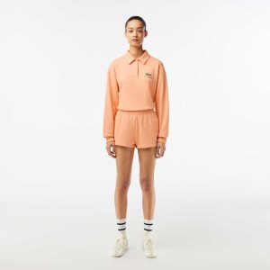 Lacoste x Sporty & Rich Fleece Shorts Light Orange | QEKC-58261