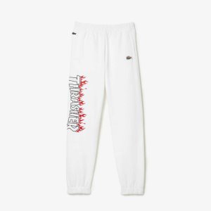 Lacoste x Thrasher Unbrushed Fleece Trackpants White | ZXSY-38019