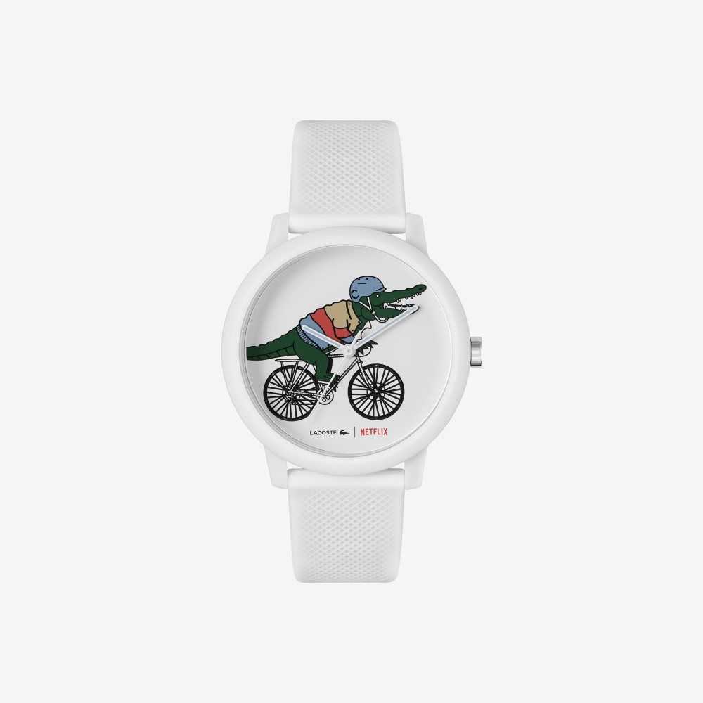 Lacoste 12.12 x Netflix Sex Education 3 Hands Silicone Watch White | MTGB-02384