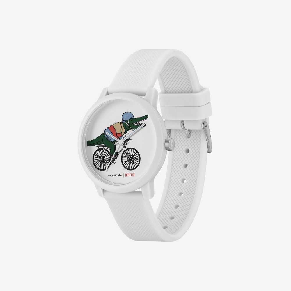 Lacoste 12.12 x Netflix Sex Education 3 Hands Silicone Watch White | ZSTD-20691