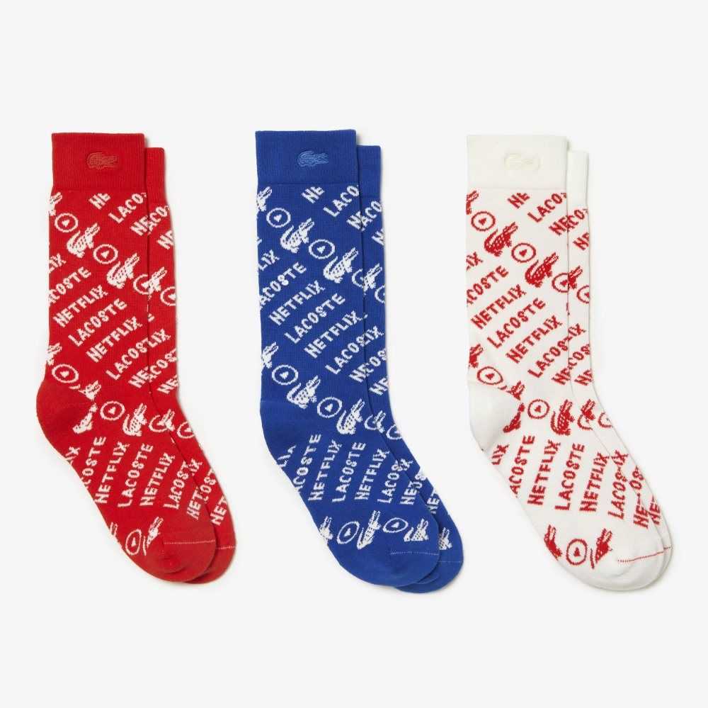Lacoste 2-Pack x Netflix Socks White / Blue / Red | MRSK-02983