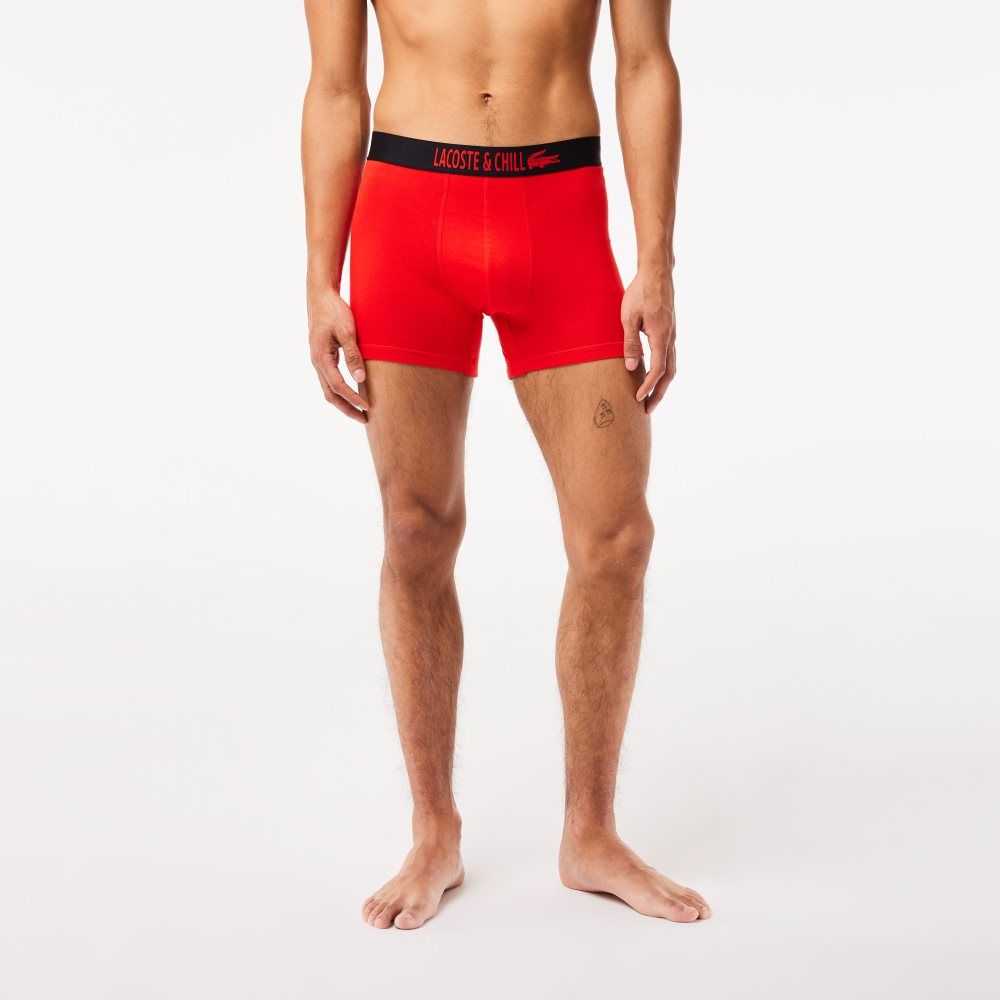 Lacoste 3-Pack x Netflix Jersey Boxers Black / Red / White | DUMW-38751