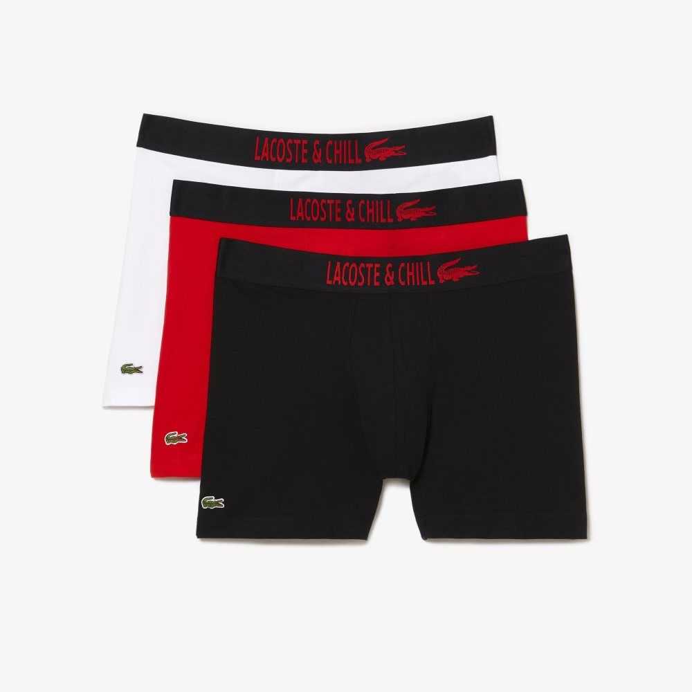 Lacoste 3-Pack x Netflix Jersey Boxers Black / Red / White | DUMW-38751