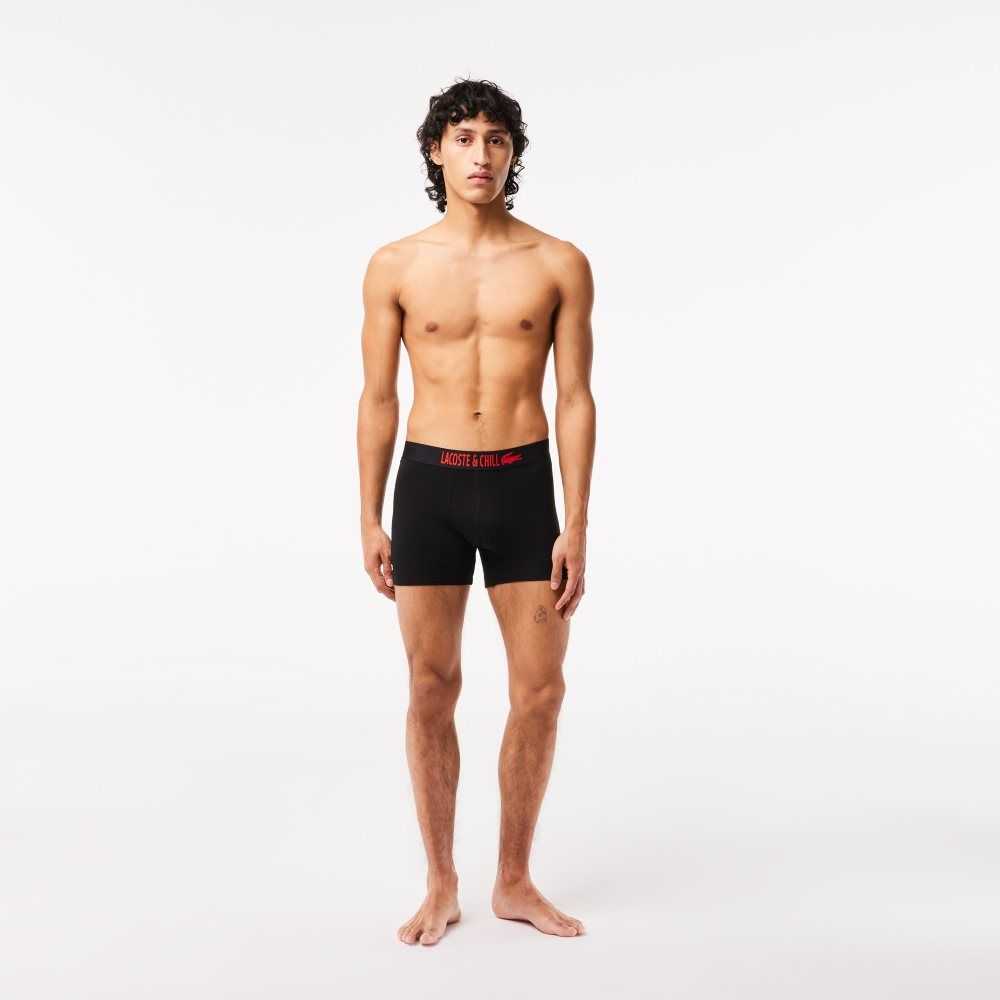 Lacoste 3-Pack x Netflix Jersey Boxers Black / Red / White | DUMW-38751