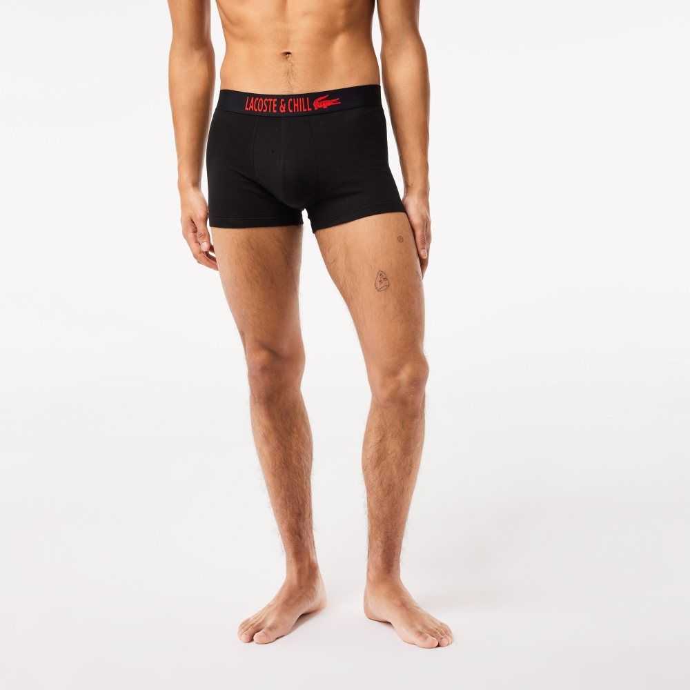 Lacoste 3-Pack x Netflix Jersey Boxers Black / Red / White | FWXQ-82351