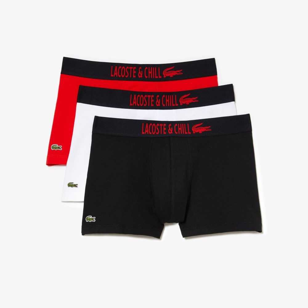 Lacoste 3-Pack x Netflix Jersey Boxers Black / Red / White | FWXQ-82351