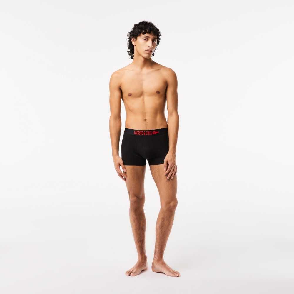 Lacoste 3-Pack x Netflix Jersey Boxers Black / Red / White | FWXQ-82351