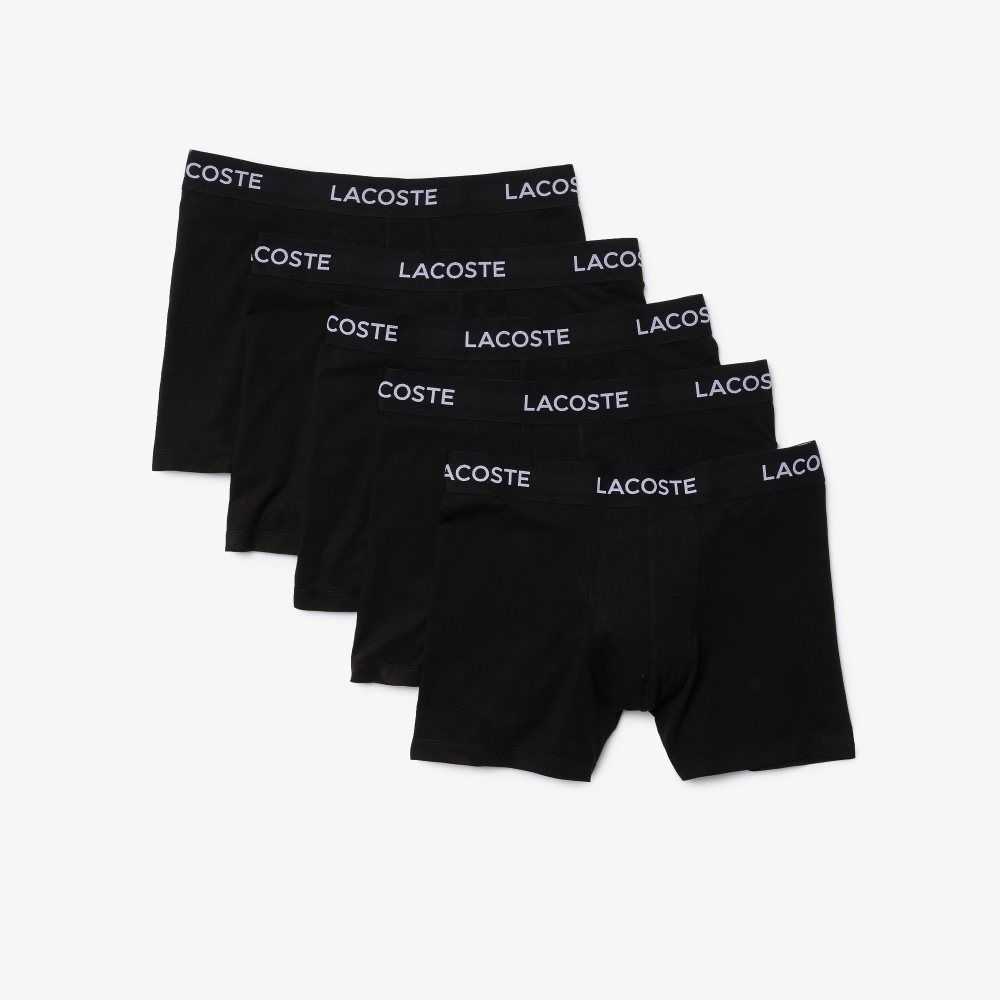 Lacoste 5-Pack Logo Waist Boxers Black | ARQT-27430