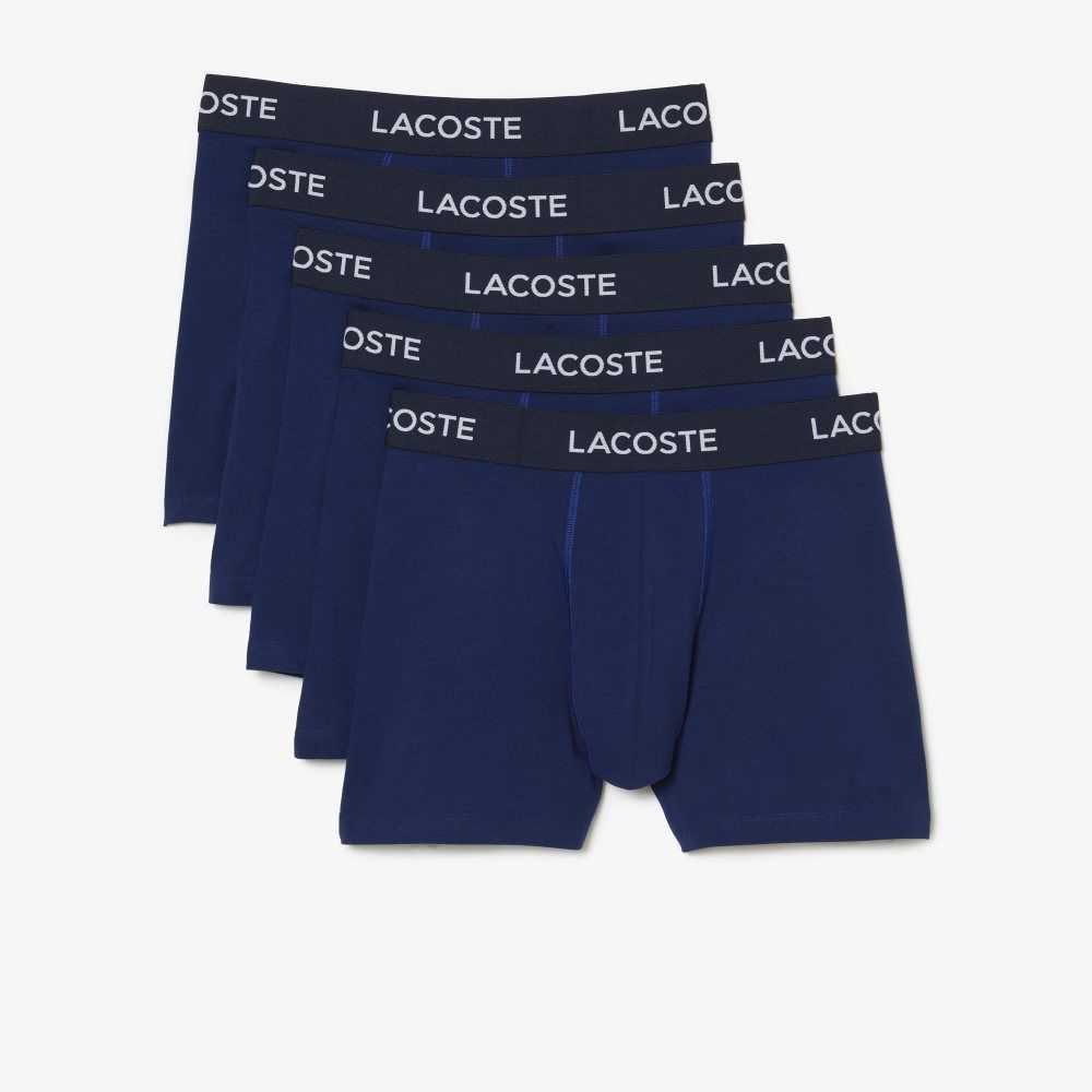 Lacoste 5-Pack Logo Waist Boxers Navy Blue | EUZP-06384