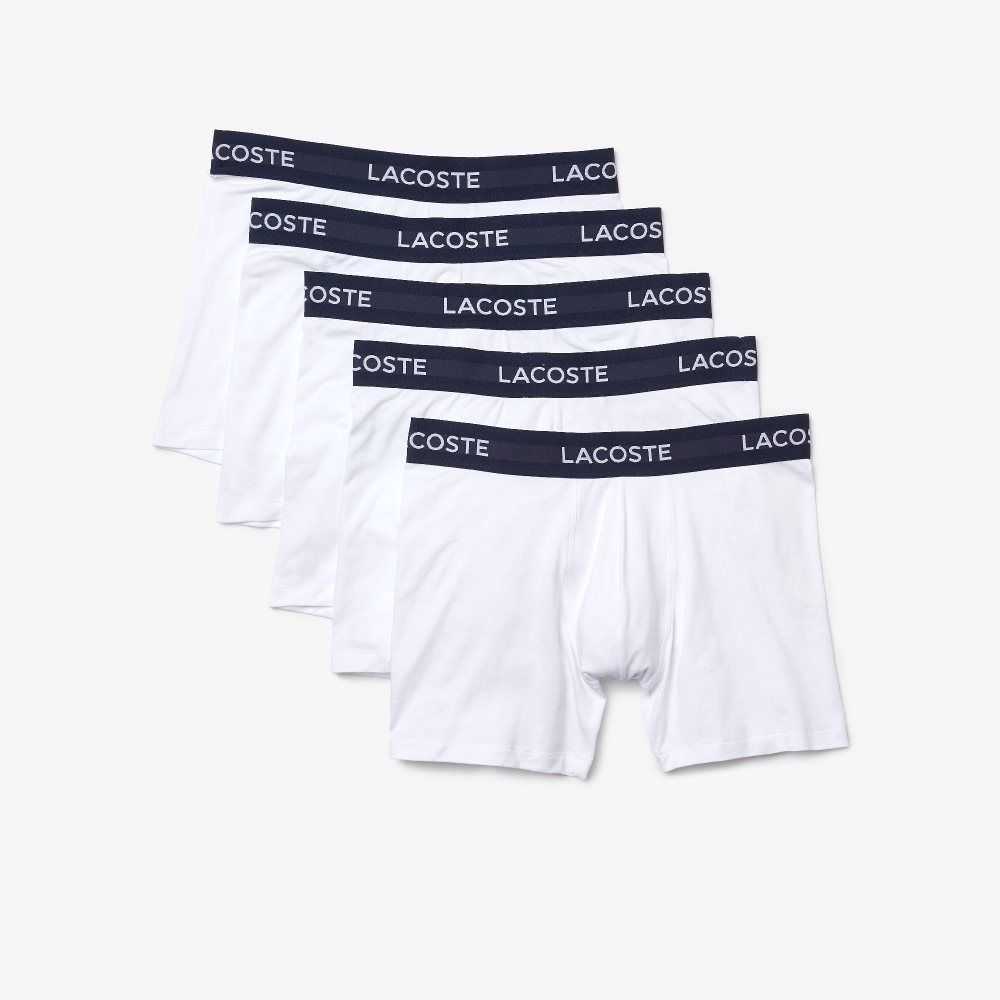 Lacoste 5-Pack Logo Waist Boxers White | NHKY-16043