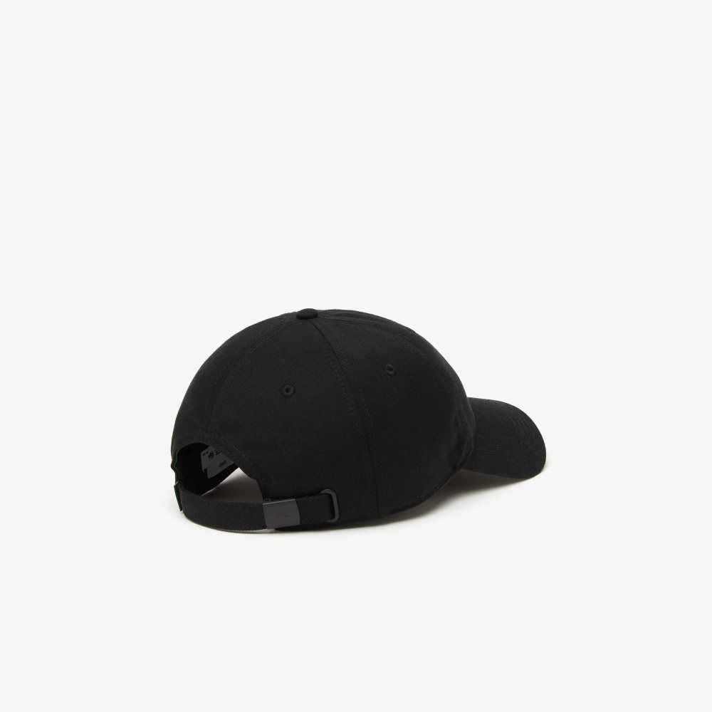 Lacoste Adjustable Organic Cotton Twill Cap Black | NLXI-96407