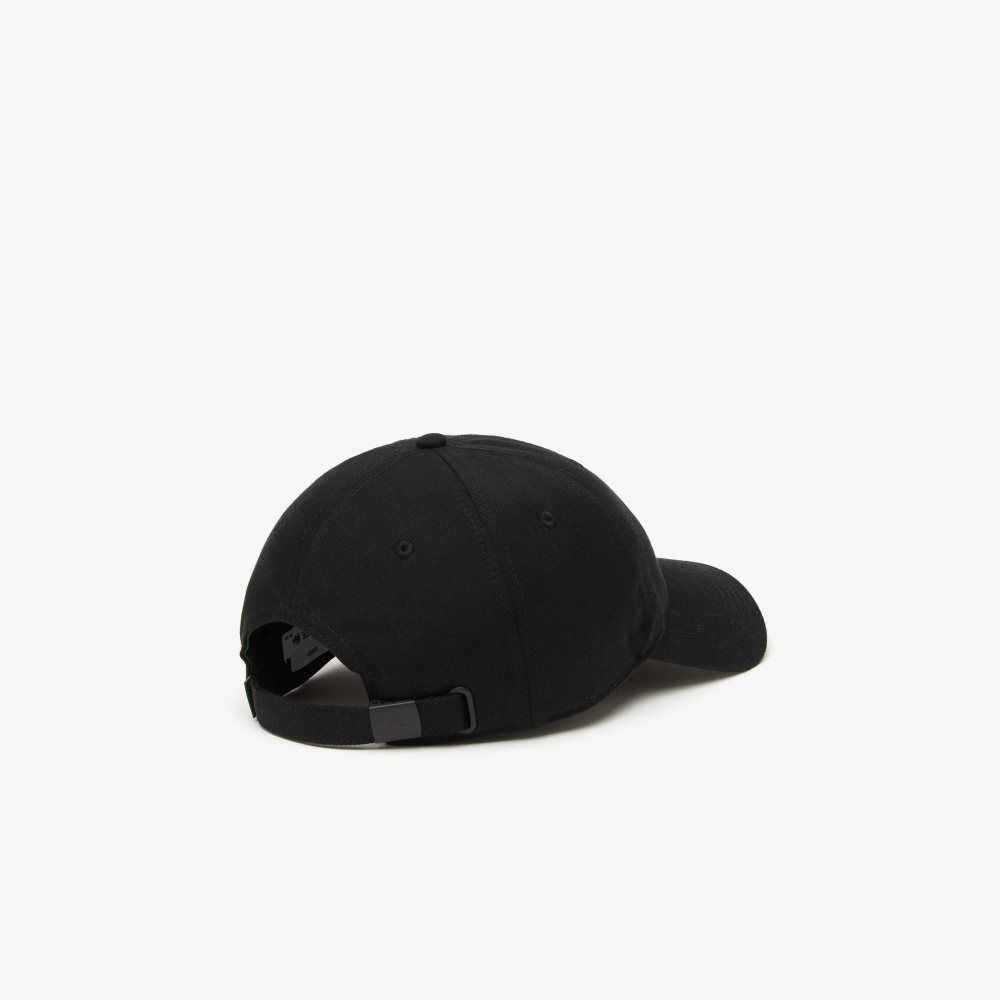 Lacoste Adjustable Organic Cotton Twill Cap Black | VYNO-81276