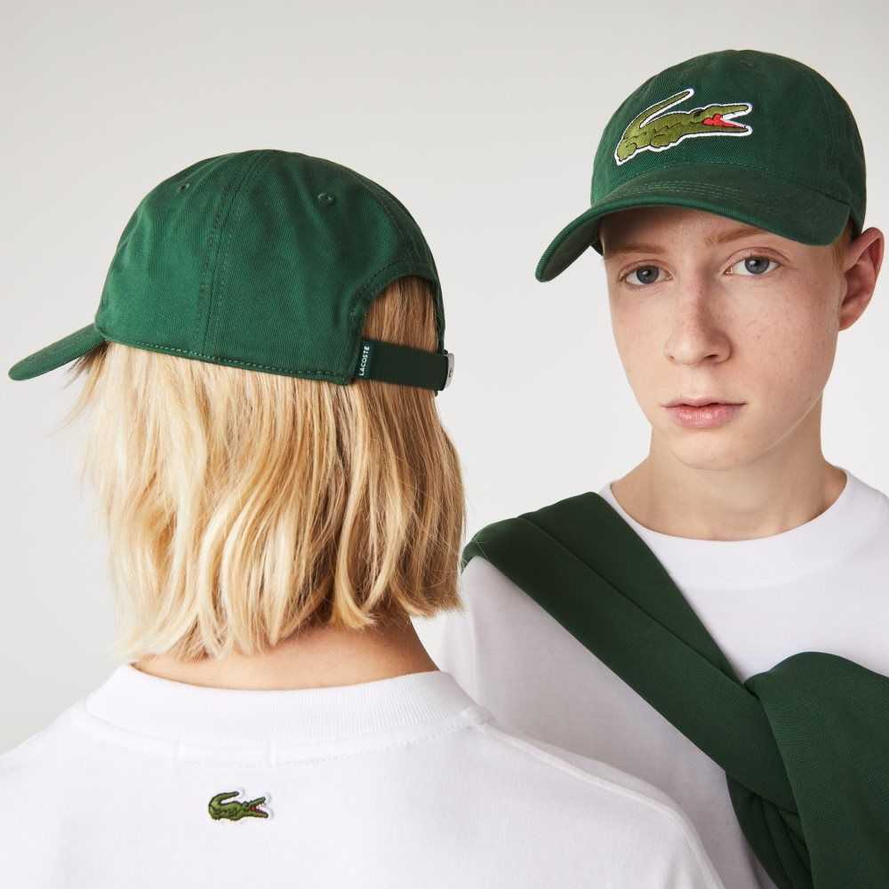 Lacoste Adjustable Organic Cotton Twill Cap Green | YPAH-98705