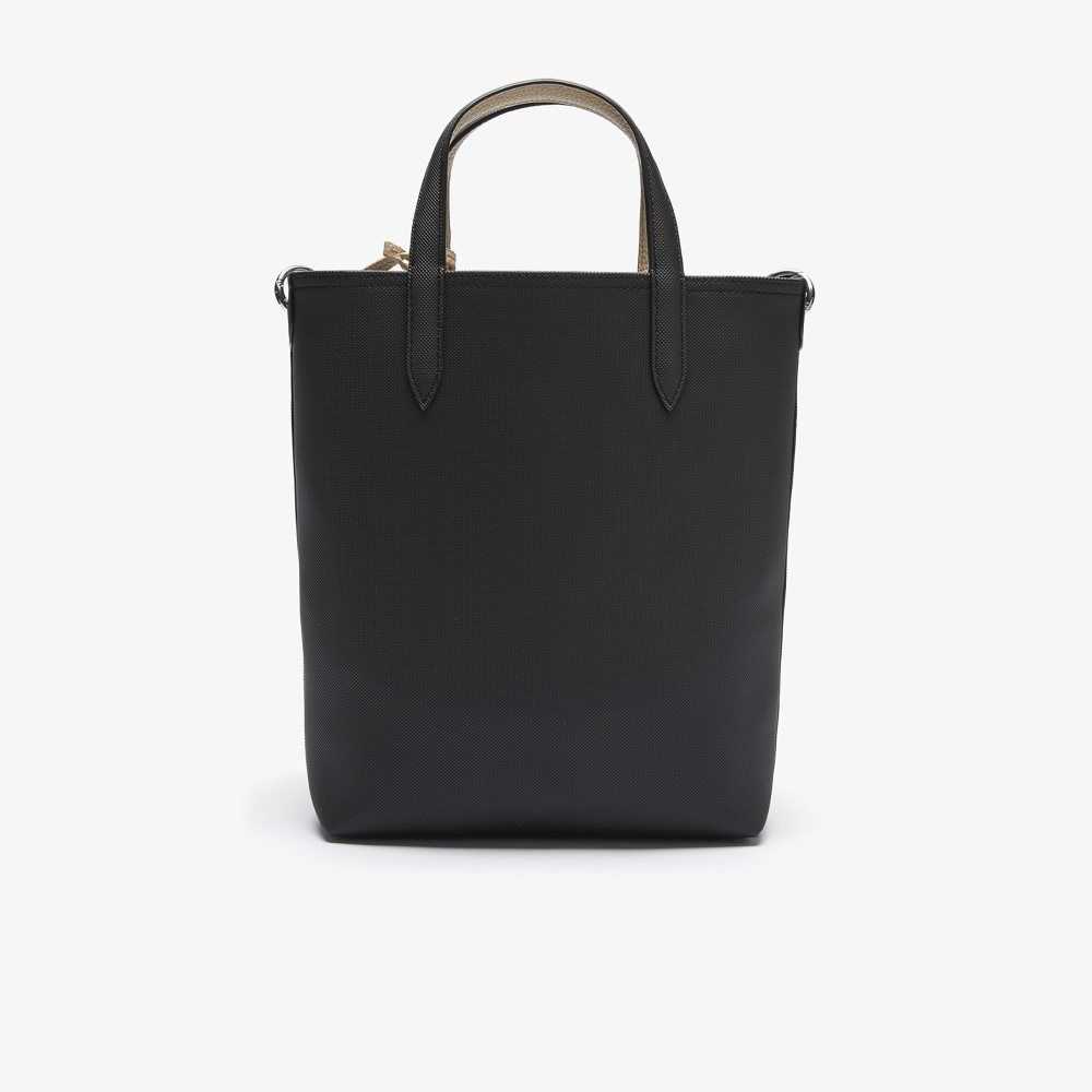 Lacoste Anna Reversible Coated Canvas Tote Bag Noir Krema | NAGJ-63091