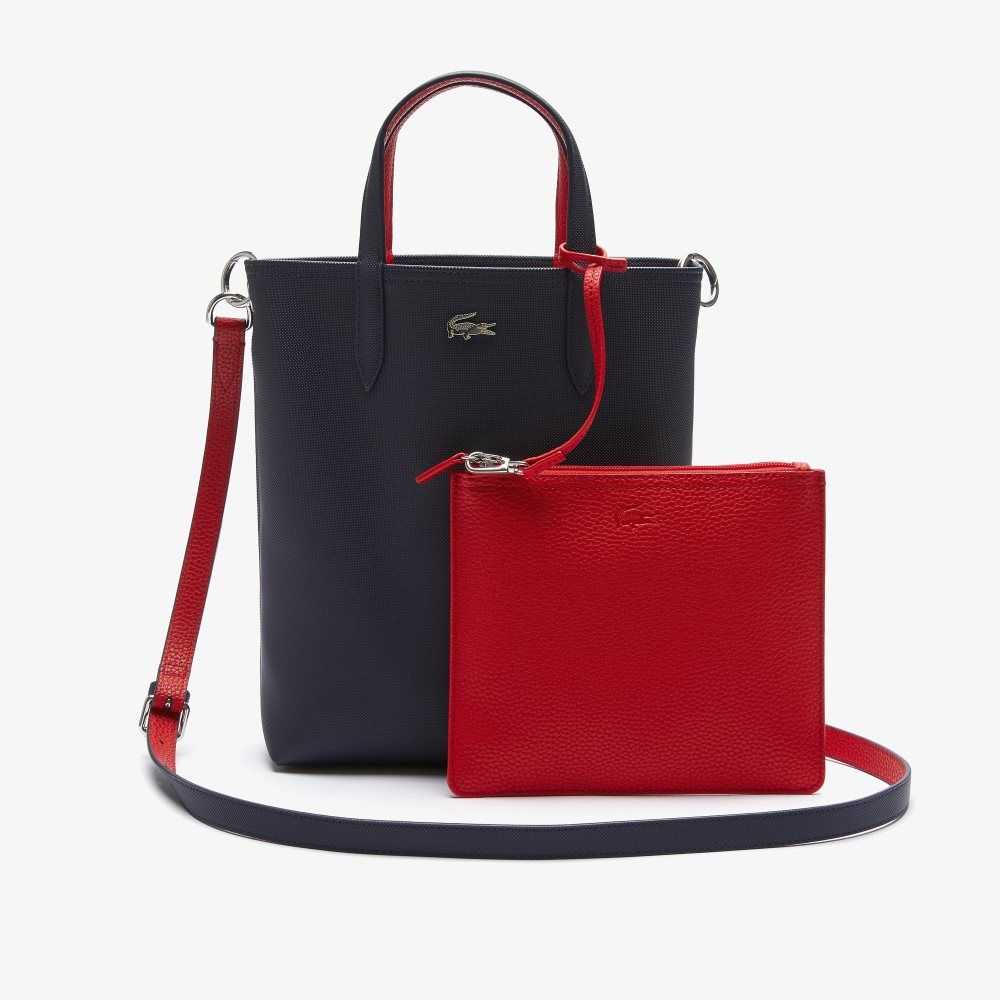 Lacoste Anna Reversible Coated Canvas Tote Bag Marine 166 Rouge 240 | ZSHF-83074