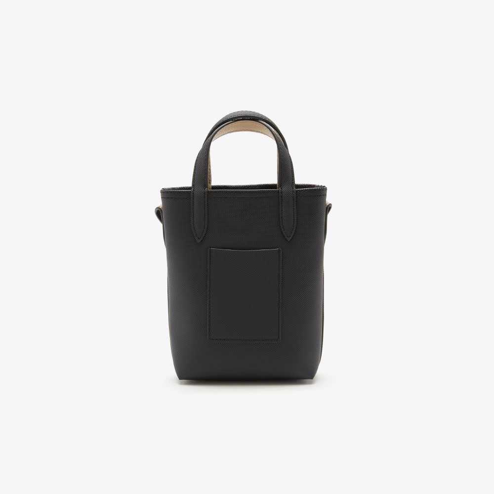 Lacoste Anna Signature Petit Pique Reversible Shoulder Bag Noir Krema | DKUQ-27580